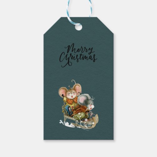 Gift Tag Set of 10 pcs _ Mice On A Sleigh