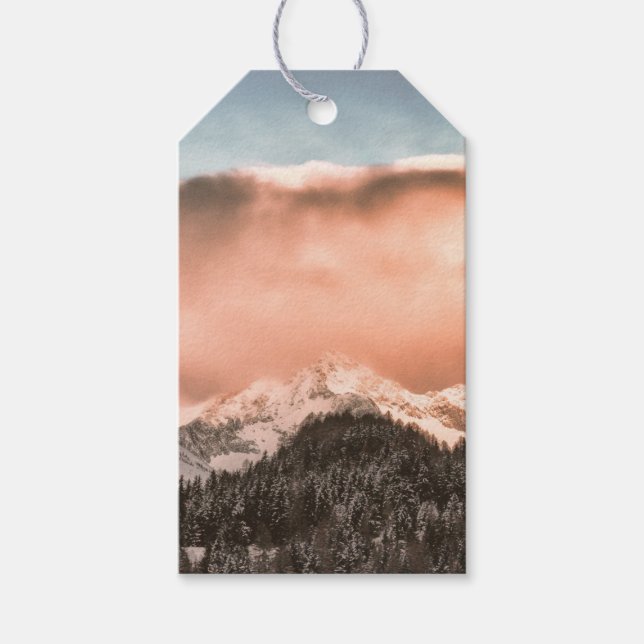 Gift Tag SNOW CAPPED MOUNTAIN AT SUNSET (Front)