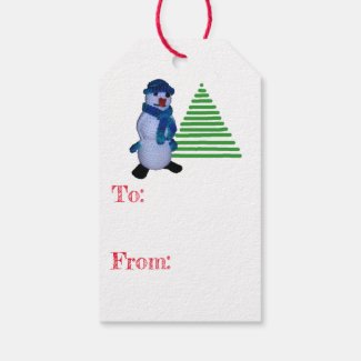 Gift Tag - Snowman and Tree