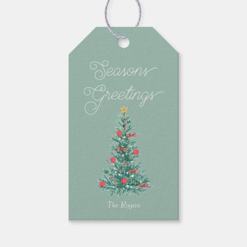 Gift Tag Watercolor Christmas Tree