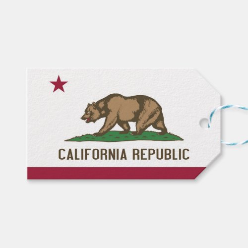 Gift Tag with Flag of California State USA