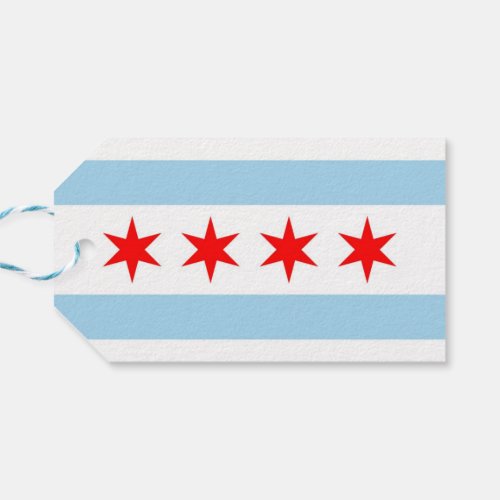 Gift Tag with Flag of Chicago City USA