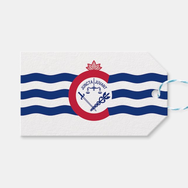 Gift Tag with Flag of Cincinnati City, USA (Front (Horizontal))