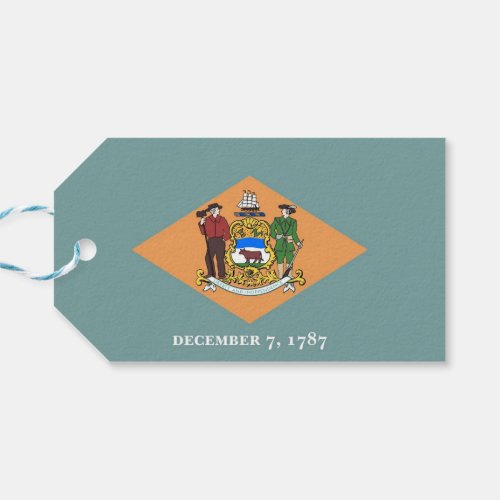 Gift Tag with Flag of Delaware State USA