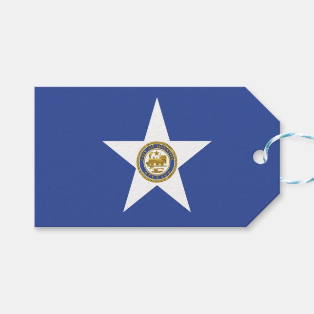 Gift Tag with Flag of Houston City, USA (Front (Horizontal))