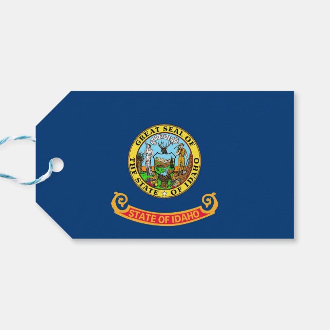 Gift Tag with Flag of Idaho State, USA (Back Horizontal)