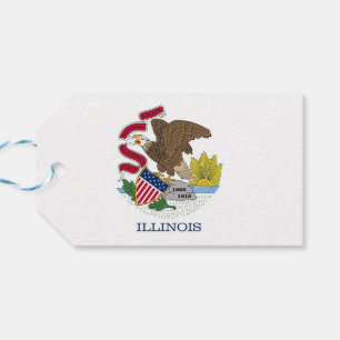 Gift Tag with Flag of Illinois State, USA