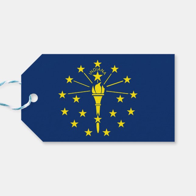 Gift Tag with Flag of Indiana State, USA (Back Horizontal)