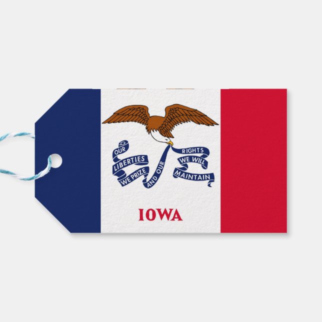 Gift Tag with Flag of Iowa State, USA (Back Horizontal)