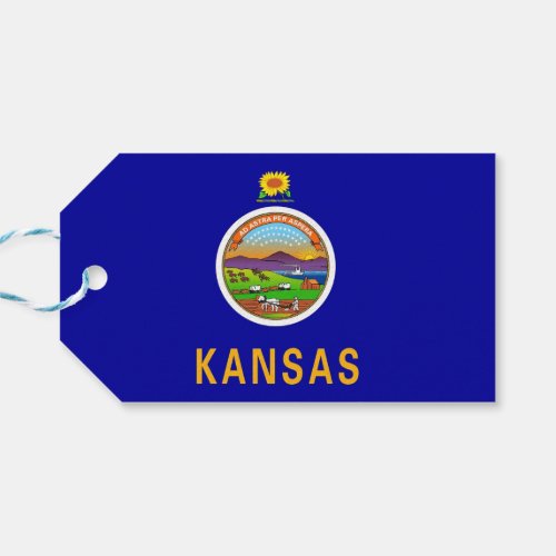 Gift Tag with Flag of Kansas State USA