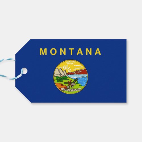 Gift Tag with Flag of Montana State USA