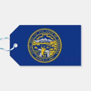 Gift Tag with Flag of Nebraska State, USA