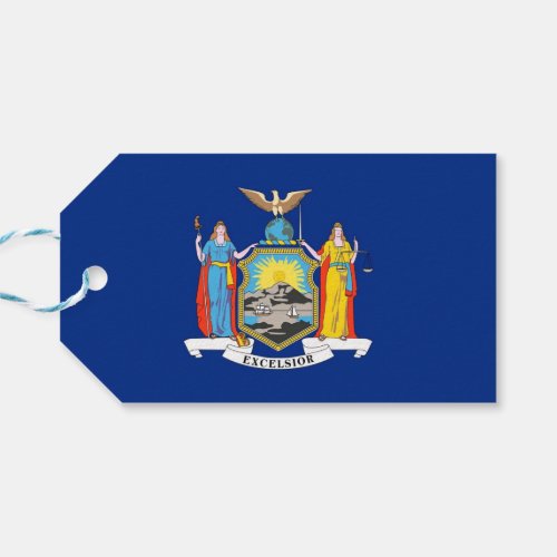 Gift Tag with Flag of New York State USA