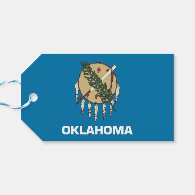 Gift Tag with Flag of Oklahoma State, USA (Back Horizontal)