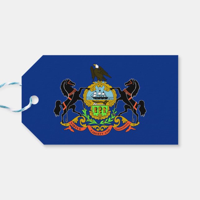 Gift Tag with Flag of Pennsylvania State, USA (Back Horizontal)
