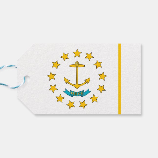 Gift Tag with Flag of Rhode Island, USA (Back Horizontal)