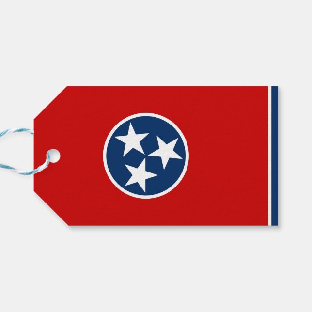 Gift Tag with Flag of Tennessee State, USA (Back Horizontal)