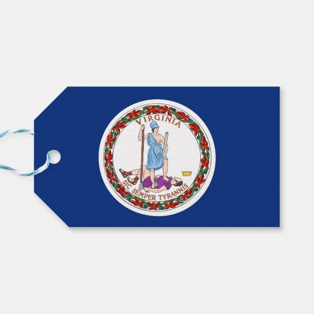 Gift Tag with Flag of Virginia State, USA (Back Horizontal)