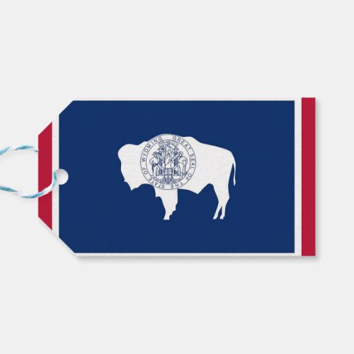 Gift Tag with Flag of Wyoming State USA