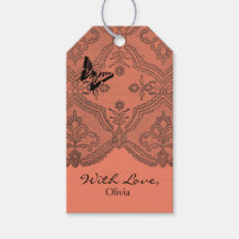 Gift Tag "With Love" CUSTOM NAME ANTIQUE LACE