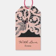 Gift Tag "WITH LOVE" PEACH LACE WITH CUSTOM NAME
