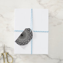 gift tag with monochrome mandala art