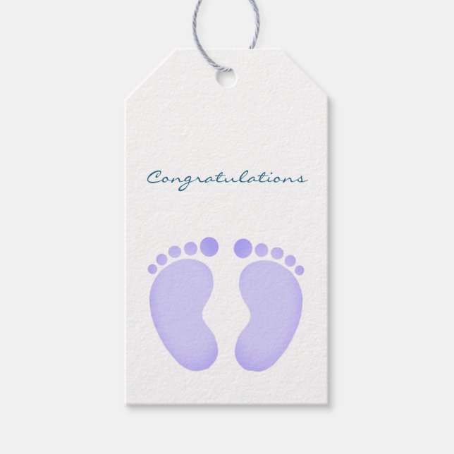 Gift Tags - Congratulations Blue Purple Footprints (Front)