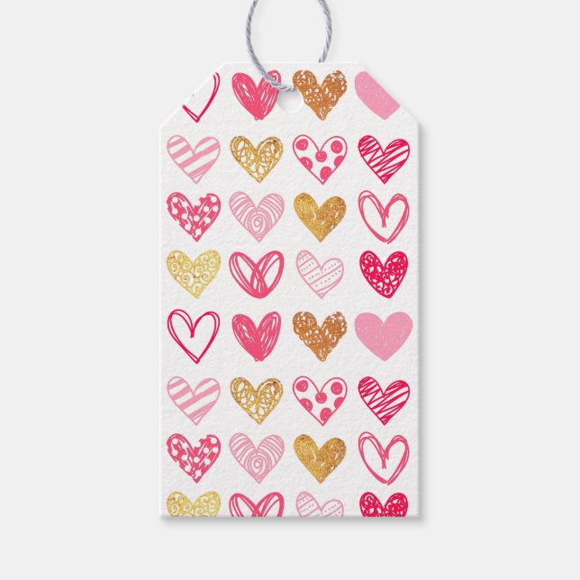Gift Tags - Pink and Gold Hearts (Front)