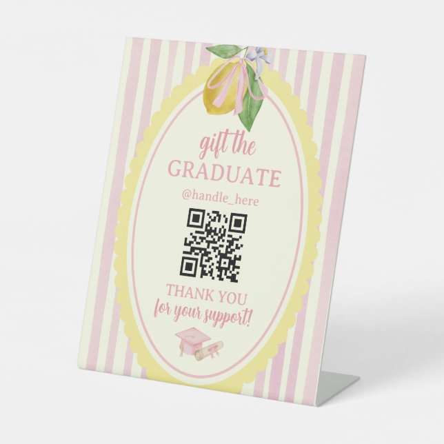 Gift the Graduate QR Code Custom Cash Fund Pedestal Sign (Front)