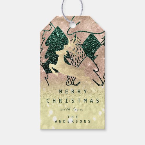 Gift To Glitter Rose Gold Snow Christmas Tree Gree Gift Tags