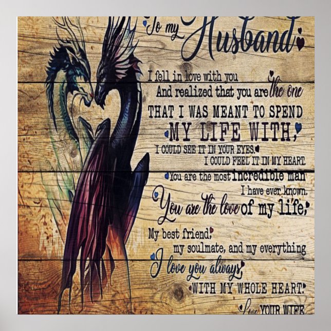 Gift To My Husband, Love Quotes Letter Poster (Front)