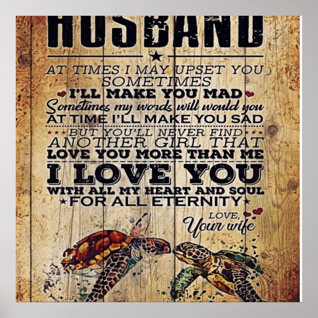 Gift To My Husband, Love Quotes Letter Poster (Front)