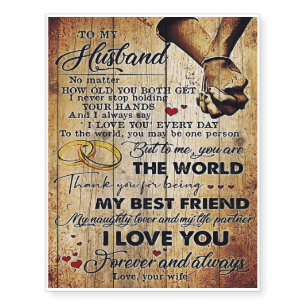 Gift To My Husband, Love Quotes Letter Temporary Tattoos