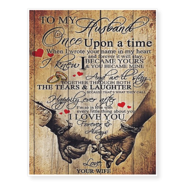 Gift To My Husband | Lovely Husband Letter | Temporary Tattoos (Front)