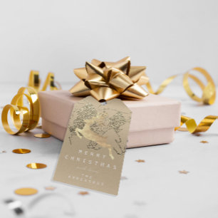 Gift To Reindeer Ivory Sepia Gold Christmas Tree Tags