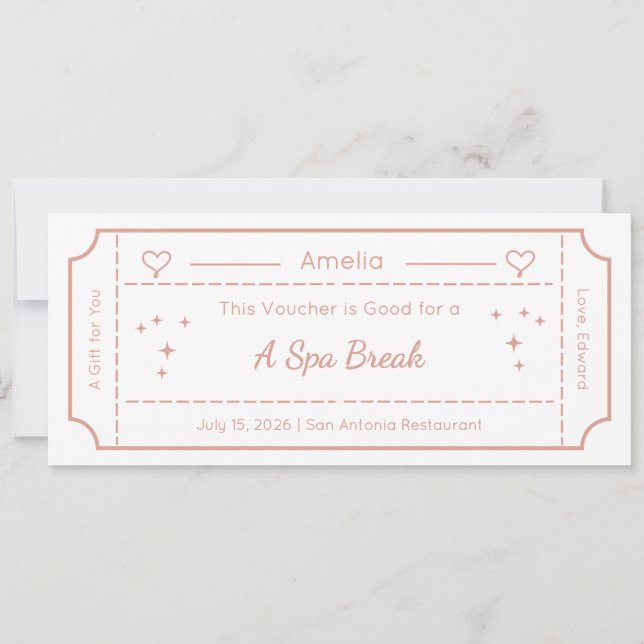 Gift Voucher, Custom Gift Ticket Card (Front)