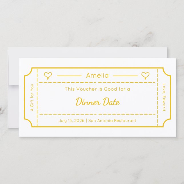 Gift Voucher, Custom Gift Ticket Card (Front)