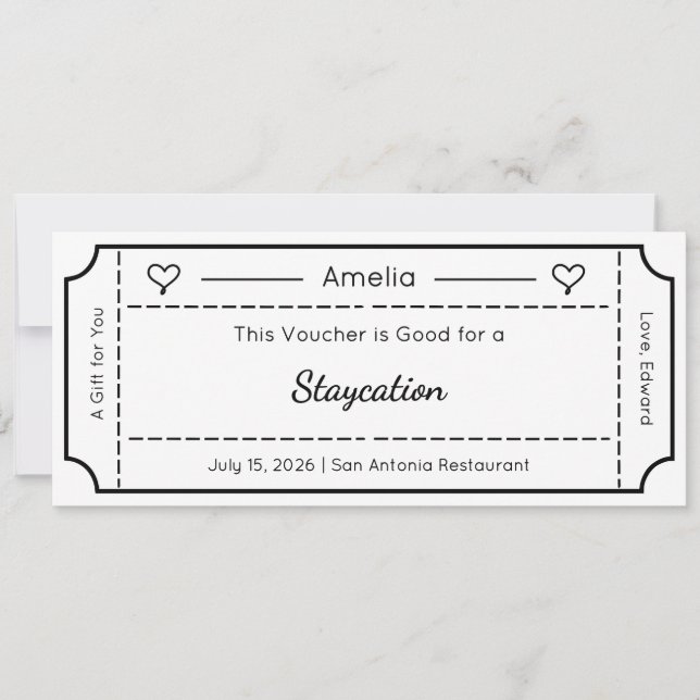 Gift Voucher, Custom Gift Ticket Card (Front)