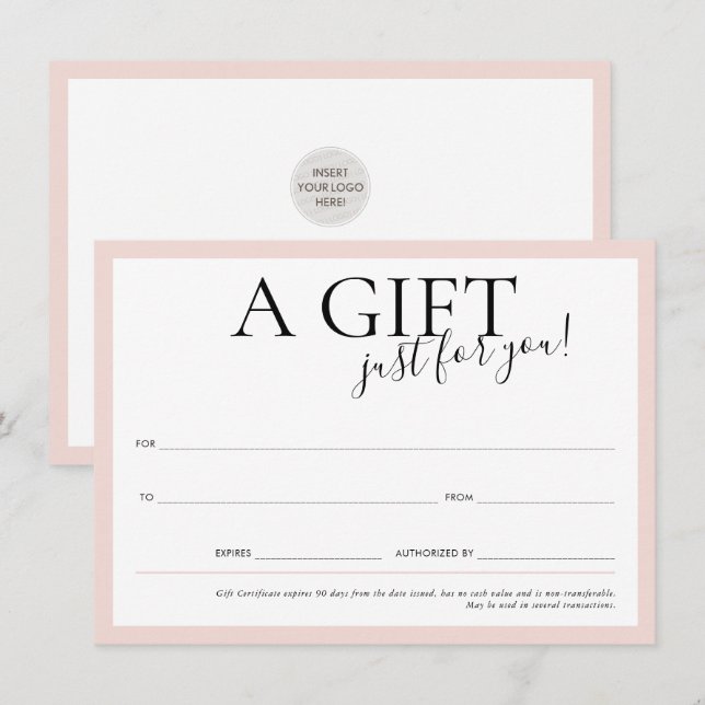 GIFT VOUCHER elegant chic business blush pink Invitation (Front/Back)