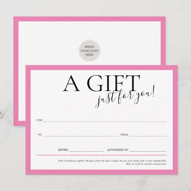GIFT VOUCHER elegant chic business candy pink Invitation (Front/Back)