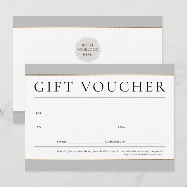 GIFT VOUCHER modern elegant business neutral gray Invitation (Front/Back)