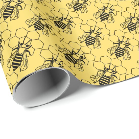 Gift Wrap - Bee on Honeycomb
