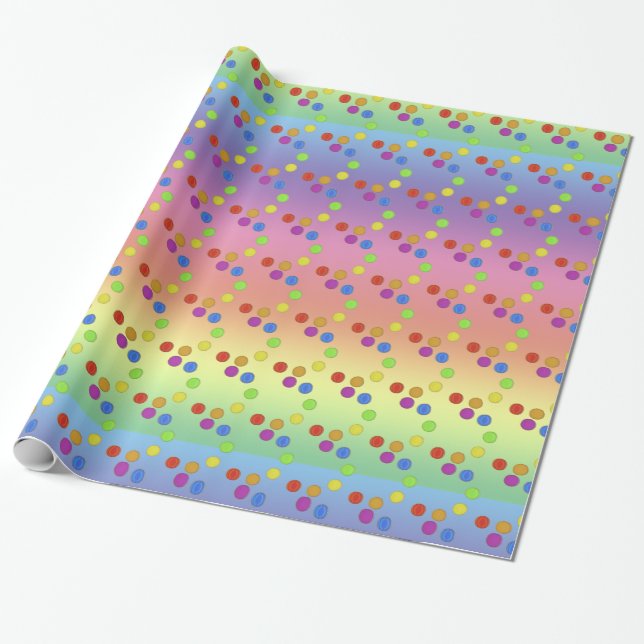 Gift Wrap - Colored Dots on Rainbow Background (Unrolled)