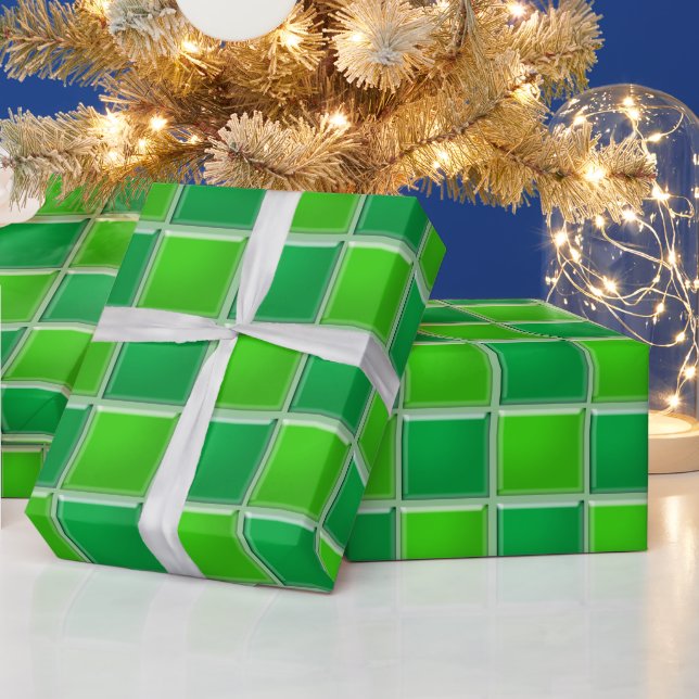 Gift Wrap - Glass Tiles in Green (Holidays)