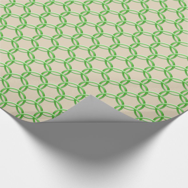 Gift Wrap - Green Chain Links on Tan (Corner)