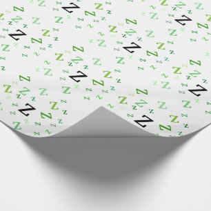 Gift Wrap - Jumbled Letters in Green