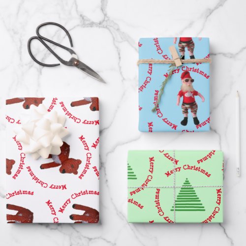Gift Wrap _ Merry Christmas Santa Deer and Tree