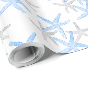 Gift Wrap Nautical Starfish Beach Blue by Lighthouse_Route at Zazzle