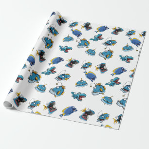 Gift Wrap Paper Funny Sea Fish Monsters Tail Kid