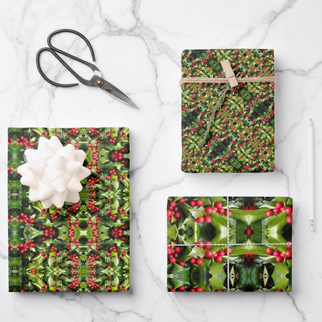 Gift Wrap Paper Holly Berries (Front)